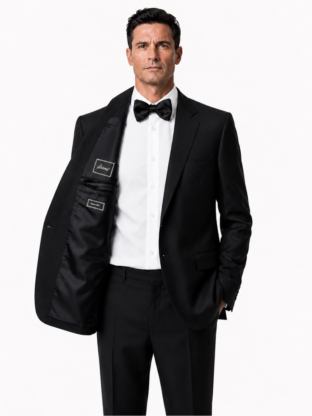 BRIONI Custom Tailored Men’s Single-Breasted Tuxedo | Black | Super 180’s | 42R